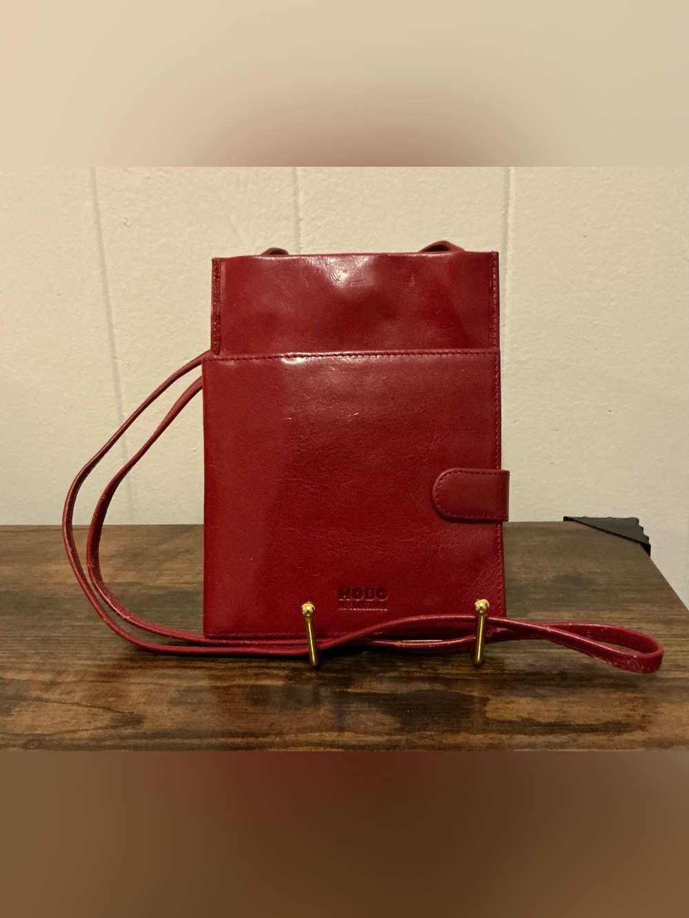 HTF Vintage Hobo International Burgundy Leather Convertible Wallet Handbag Bag